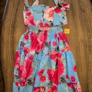 Floral Dress with Pink and Blue Design